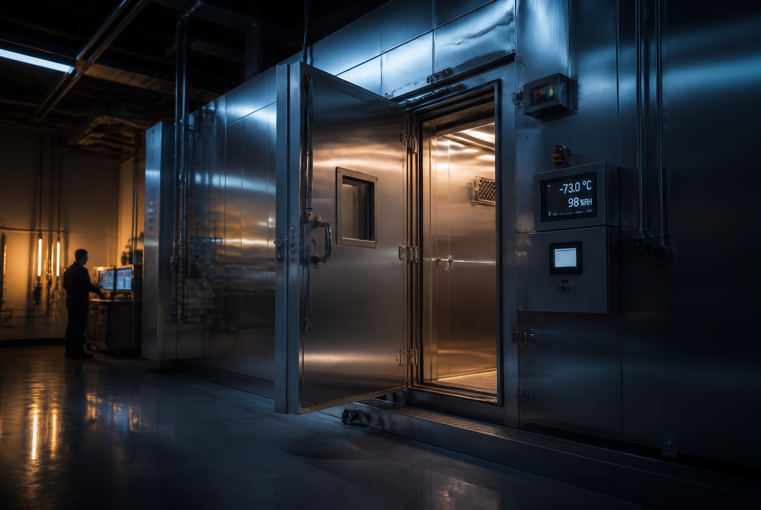 Walk-in environmental test chamber with control display